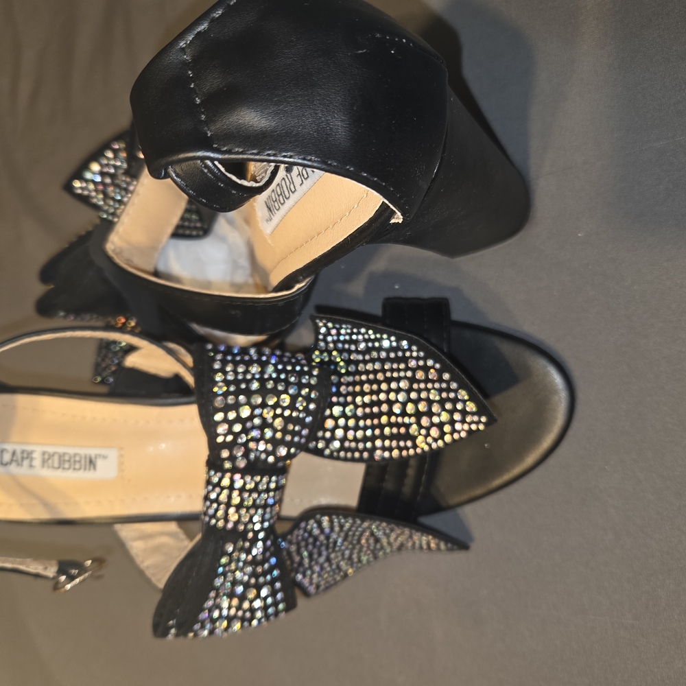 Cape Robbin Black Heels with Rhinestone Embellishments